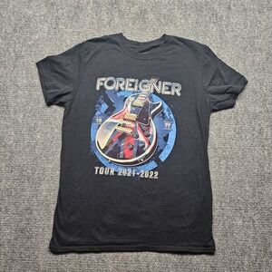 Foreigner Tour 2021-2022 Band T-Shirt Mens Medium Black Guitar Graphic USA Made